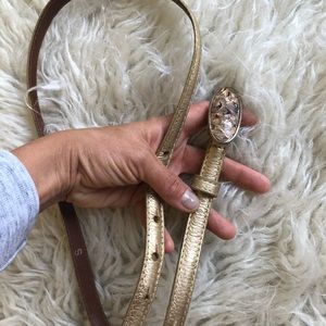 Skinny gold leather belt